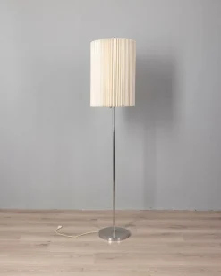 Italienische Vintage Stehlampe aus Metall & Plissee Lampenschirm, 1960er