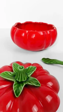 Italienische Vintage Tomaten Terrine aus Majolika Keramik, 1970er