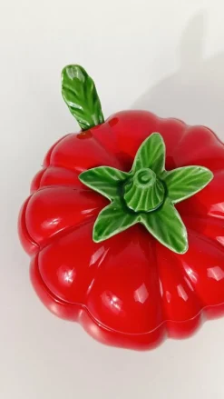Italienische Vintage Tomaten Terrine aus Majolika Keramik, 1970er