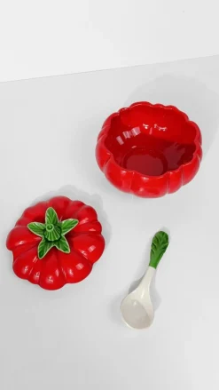 Italienische Vintage Tomaten Terrine aus Majolika Keramik, 1970er