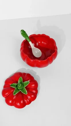 Italienische Vintage Tomaten Terrine aus Majolika Keramik, 1970er