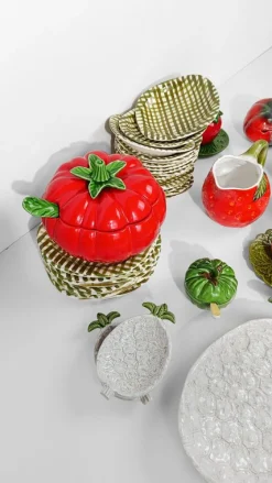 Italienische Vintage Tomaten Terrine aus Majolika Keramik, 1970er