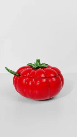 Italienische Vintage Tomaten Terrine aus Majolika Keramik, 1970er