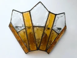 Italienische Wandleuchten aus gehämmertem Glas & Schmiedeeisen von Longobard, 1970er, 2er Set