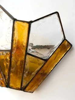 Italienische Wandleuchten aus gehämmertem Glas & Schmiedeeisen von Longobard, 1970er, 2er Set