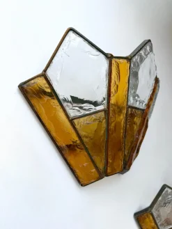 Italienische Wandleuchten aus gehämmertem Glas & Schmiedeeisen von Longobard, 1970er, 2er Set