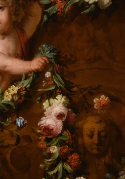 Jacob de Wit, Blumen mit Amoretten, 1720, Öl auf Leinwand, Gerahmt