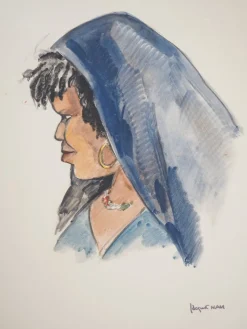 Jacques Nam, Modell mit großen Augen, 1930, Aquarell