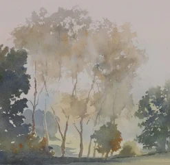 Jacques Noury, Am Rande des Waldes, Aquarell