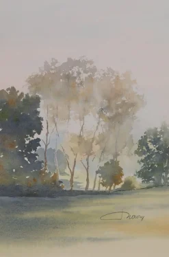 Jacques Noury, Am Rande des Waldes, Aquarell