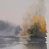 Jacques Noury, Reflections on the Edge of the Lake, Aquarell