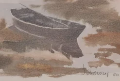 Jacques Noury, The Boat at the Edge of the Lake, Aquarell