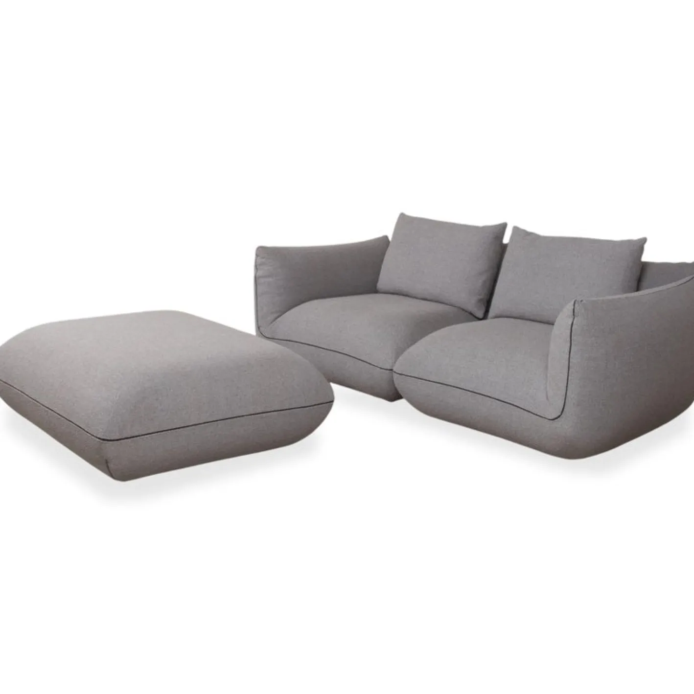 Jalis 21 Set aus Stoff, 2-Sitzer Hocker und grauem Sofa, 2er Set
