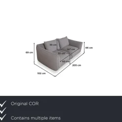 Jalis 21 Set aus Stoff, 2-Sitzer Hocker und grauem Sofa, 2er Set