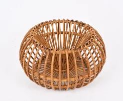 Janine Abraham & Dirk Jan Rol zugeschriebene Rattanstühle, Pouf und Spiegel, 1960er, 4er Set