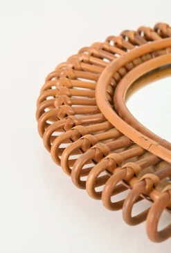 Janine Abraham & Dirk Jan Rol zugeschriebene Rattanstühle, Pouf und Spiegel, 1960er, 4er Set