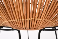 Janine Abraham & Dirk Jan Rol zugeschriebene Rattanstühle, Pouf und Spiegel, 1960er, 4er Set