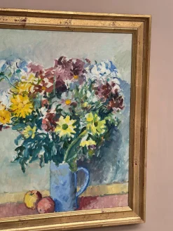 Jan Sonne, Blumenstillleben in Vase, 1980, Öl auf Leinwand, Gerahmt