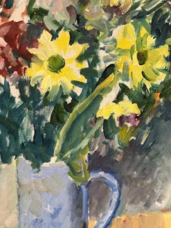 Jan Sonne, Blumenstillleben in Vase, 1980, Öl auf Leinwand, Gerahmt
