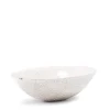 Japanische Donburi Schale aus weißer Crackle Raku Keramik von Laab Milano