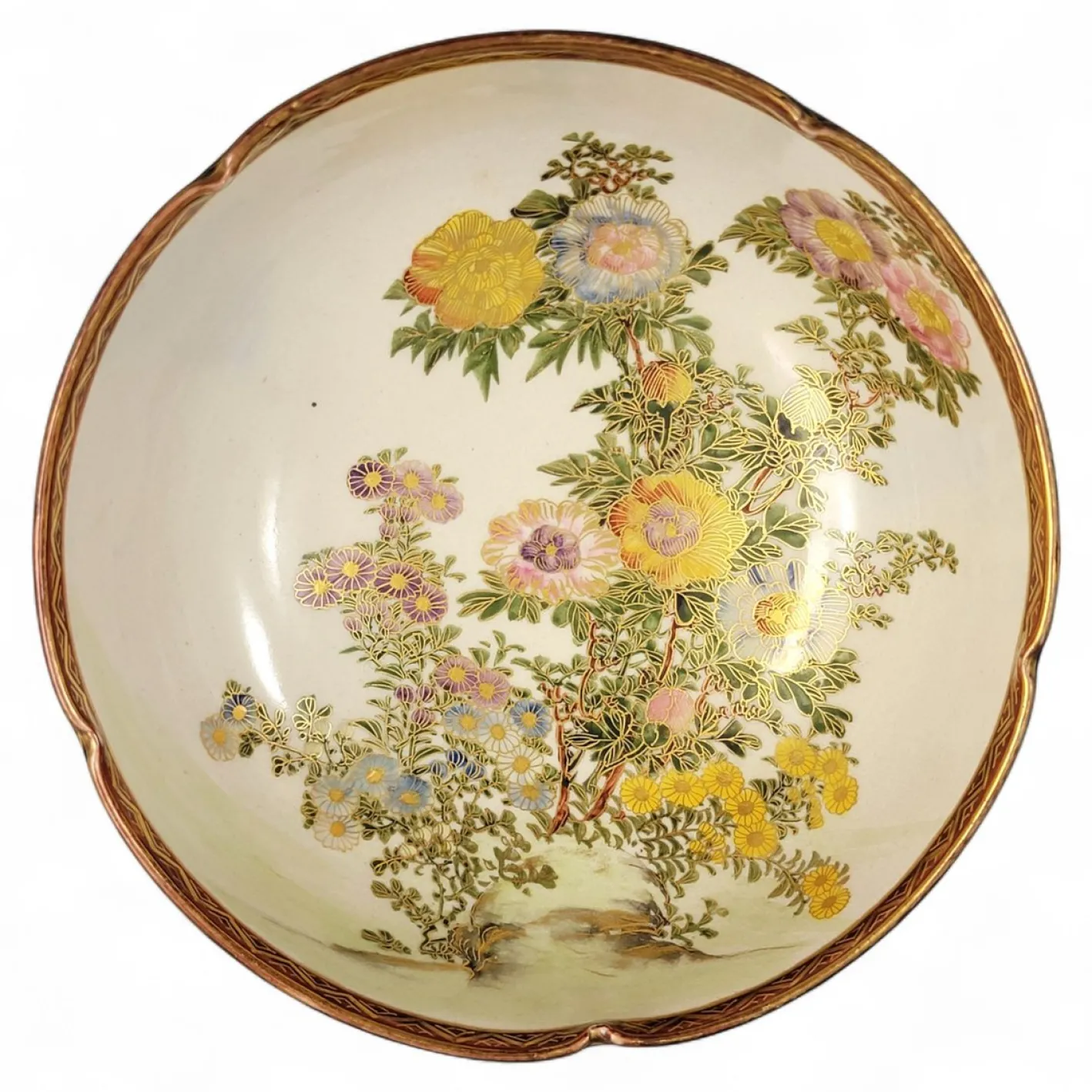 Japanische Meiji Satsuma Shimazu Crest Schale von Nikko, 1890-1910