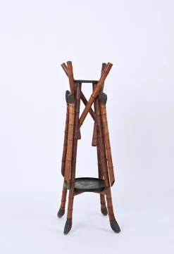 Japanischer Sockel aus graviertem und bemaltem Bambus von Janetti Father & Sons, 1880