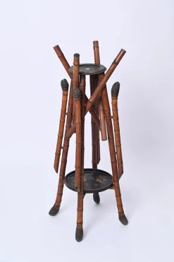 Japanischer Sockel aus graviertem und bemaltem Bambus von Janetti Father & Sons, 1880