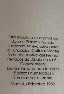 Jaume Plensa, Penagos-Preis Skulptur, 1989, Bronze