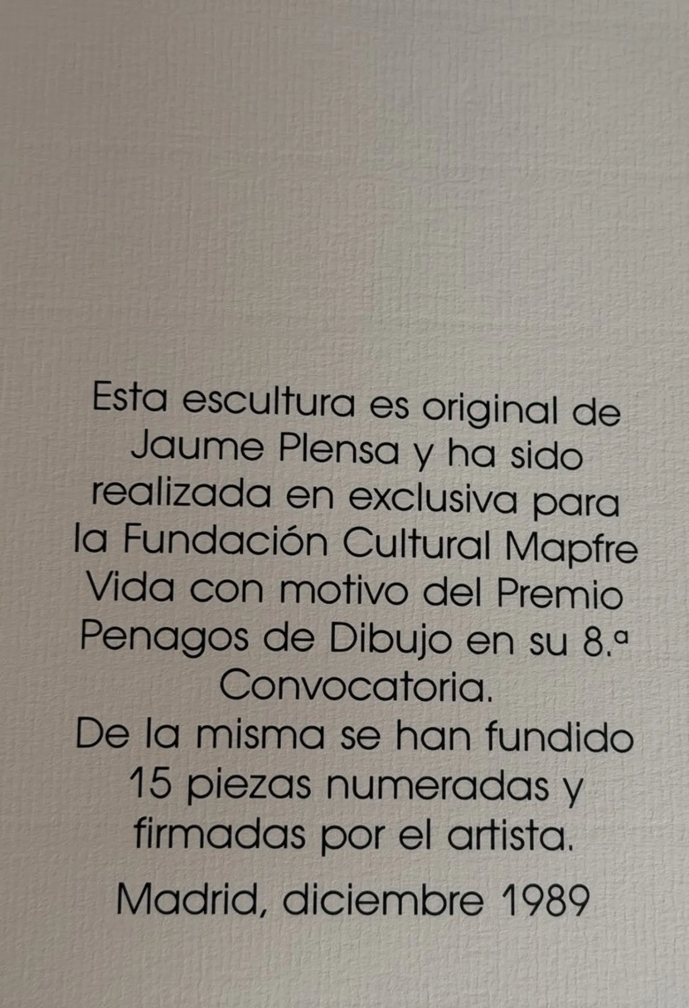 Jaume Plensa, Penagos-Preis Skulptur, 1989, Bronze