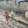 J. Austin, Impressionistische Stadtansicht, Öl auf Leinwand, 1890-1910, Gerahmt