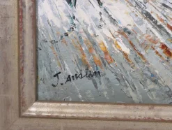 J. Austin, Impressionistische Stadtansicht, Öl auf Leinwand, 1890-1910, Gerahmt