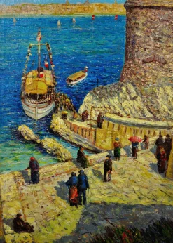 Jean-Baptiste Olive, The Château d'If, Frioul Archipel, Marseille, Ölgemälde, gerahmt