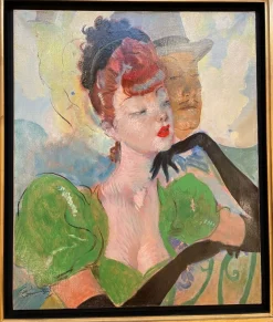 Jean-Gabriel Domergue, Schwarze Handschuhe, 1950er, Öl auf Leinwand, Gerahmt