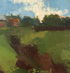 Jean-Jacques Boimond, Paysage de Moneuse, Öl auf Leinwand, Gerahmt
