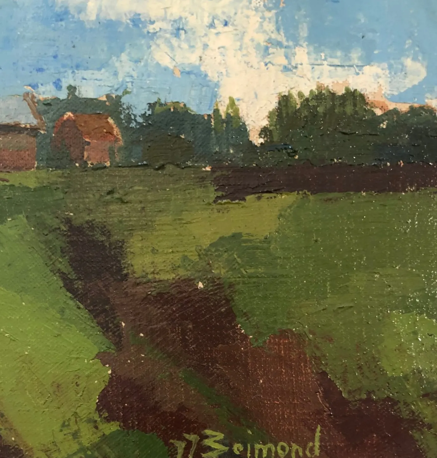 Jean-Jacques Boimond, Paysage de Moneuse, Öl auf Leinwand, Gerahmt