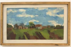 Jean-Jacques Boimond, Paysage de Moneuse, Öl auf Leinwand, Gerahmt