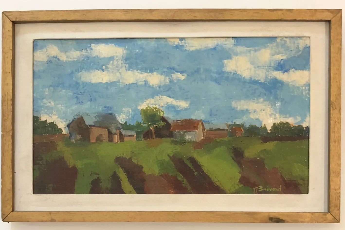 Jean-Jacques Boimond, Paysage de Moneuse, Öl auf Leinwand, Gerahmt