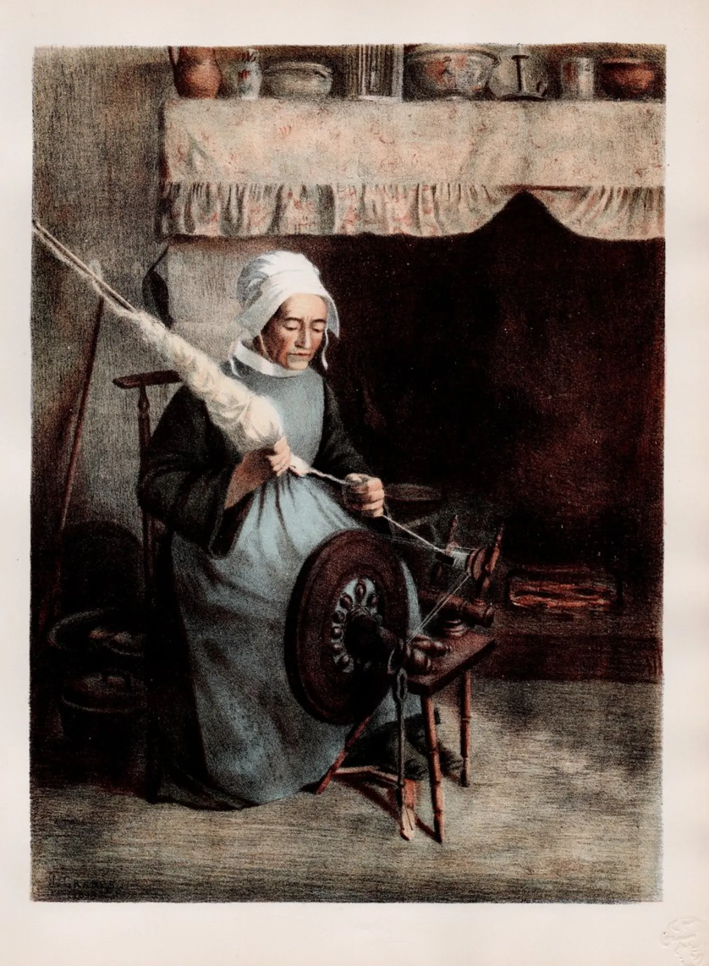 Jeanne Granès, L'Aïeule: Die Großmutter, 1899, Originallithographie