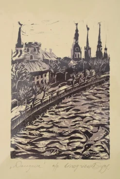 Jekaterina Gryazeva, Daugava, 2000er Jahre, Linolschnitt,