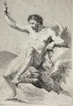 JJ Pasquier, Mann mit Adler, 18. Jahrhundert, Gravur