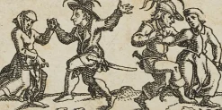 J. Meyer, Miniatur, Tänzerin in Tracht, 17. Jh., Radierung