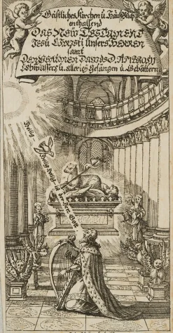 J. Meyer, Titel eines Kirchenbuchs, 17. Jh., Radierung
