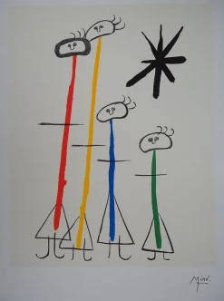Joan Miro, Surreale Familie mit Stern, Lithographie, 1970er