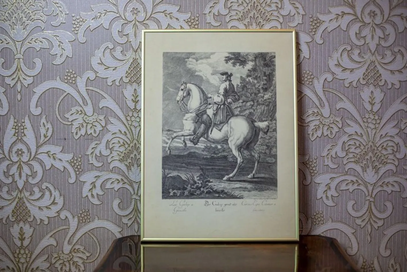 Johann Elias Ridinger, Figur zu Pferd, 19. Jh., Kupferstich
