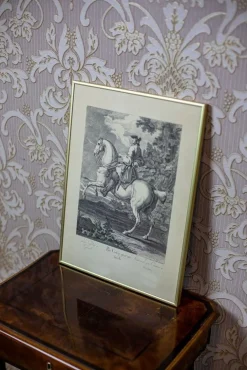 Johann Elias Ridinger, Figur zu Pferd, 19. Jh., Kupferstich