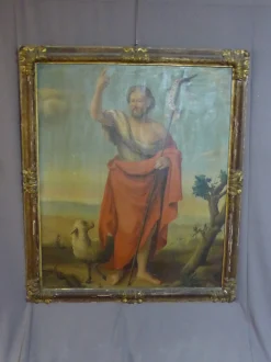 Johannes der Täufer und das mystische Lamm, 19. Jh., Öl auf Leinwand, gerahmt