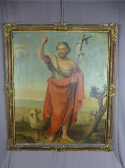 Johannes der Täufer und das mystische Lamm, 19. Jh., Öl auf Leinwand, gerahmt