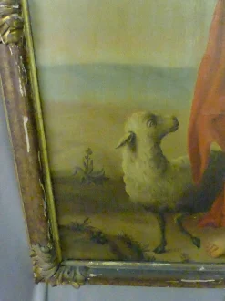 Johannes der Täufer und das mystische Lamm, 19. Jh., Öl auf Leinwand, gerahmt