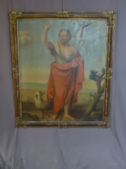 Johannes der Täufer und das mystische Lamm, 19. Jh., Öl auf Leinwand, gerahmt