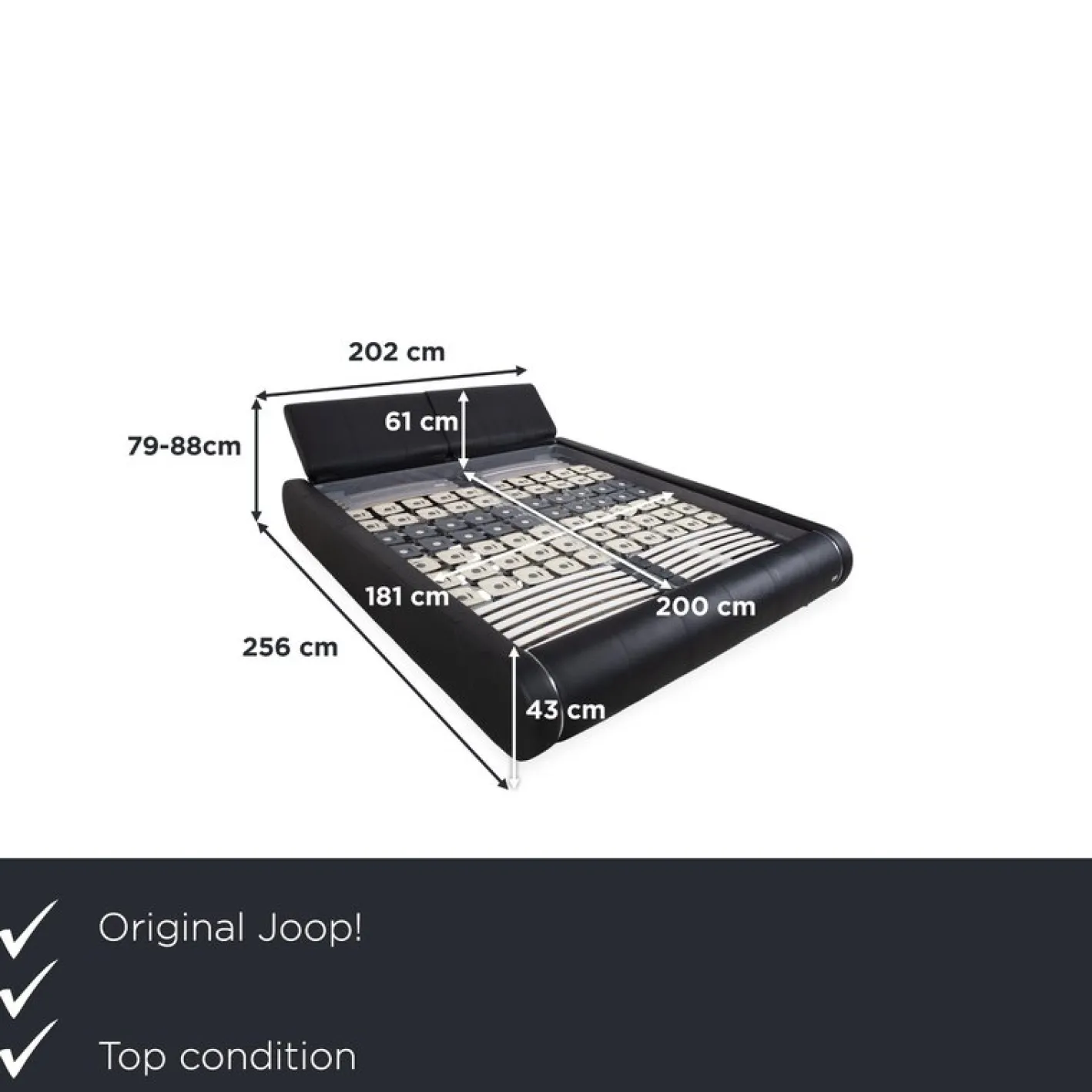 Joop! Swing Leder Bett Schwarzes Doppelbett